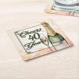 Cheers to Years Party Underlägg Papper Kvadrat