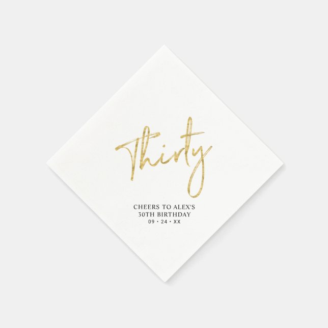 Cheers trettio | Modern Vuxen 30års födelsedag Par Pappersservett (Hörn)