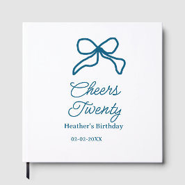 Cheers twenty blue birthday bow name date boho ret gästböcker