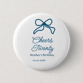 Cheers twenty blue birthday bow name date boho ret knapp