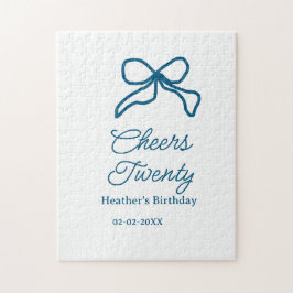 Cheers twenty blue birthday bow name date boho ret pussel