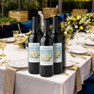 Cheers Venue blomduvor Bröllop Luxury Vinflaska Etikett