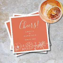 Cheers Verona Sunset Elegant Orange Blommigt Bröll Pappersservett
