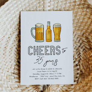 Cheers Vuxen Birthday-inbjudan Öl inbjudan