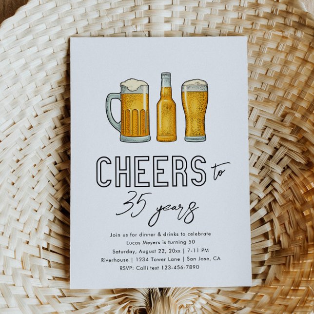 Cheers Vuxen Birthday-inbjudan | Öl inbjudan (Skapare uppladdad)