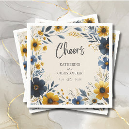 Cheers Watercolor WildblomElegant Beige Bröllop Pappersservett