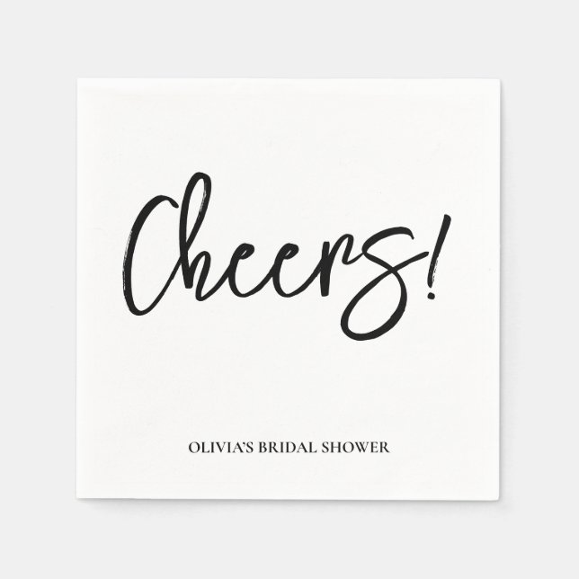 Cheers Wedding Napkins with Rustic Hand Lettering  Pappersservett (Framsidan)