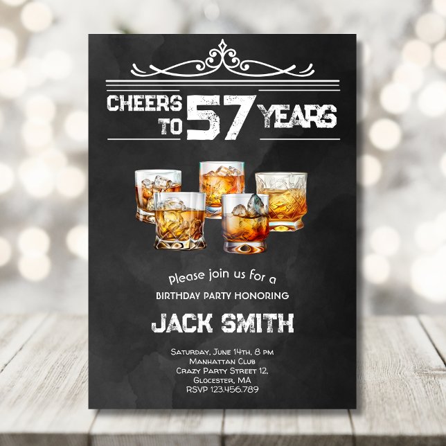 Cheers Whiskey vuxna födelsedagsfest inbjudan (Skapare uppladdad)