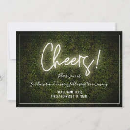 Cheers White Neon Boxwood Wedding Reception Inbjudningar