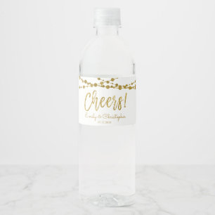 Cheers White och Gold Foil String Ljus Vattenflaskor Etikett