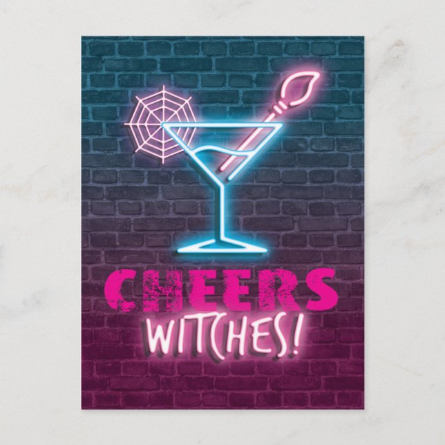 Cheers Witches! Funny Halloween-vykort Vykort (Framsida)