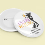 Cheers Witches Halloween Cocktail Bachelorette Knapp<br><div class="desc">Den här designen har skapats genom digital grafik. Det kan vara personlig i det område som tillhandahålls eller anpassning genom att klicka för att anpassa ytterligare alternativ och ändra namn, initialer eller ord. Du kan också ändra texten färg och stil eller ta bort texten för en bilddesign. Kontakta mig på...</div>