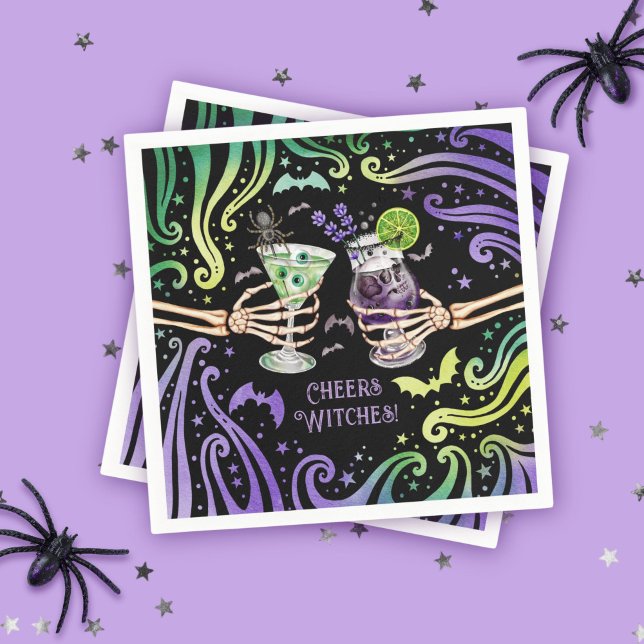 Cheers Witches Halloween Cocktail Glass Pappersservett (Cheers Witches Halloween Cocktail Glasses Napkins)