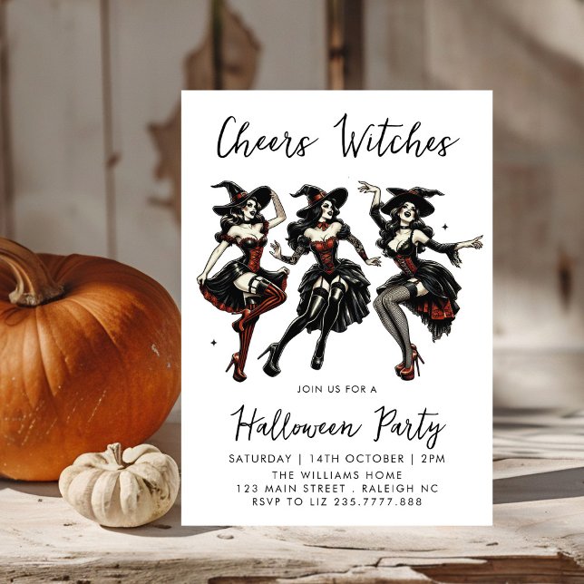 Cheers Witches Vuxen Halloween fest Inbjudningar (Skapare uppladdad)