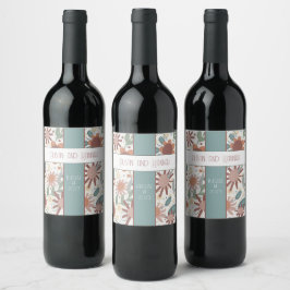 Cheerte Flowers Inspiritivity Bröllop Modern Vinflaska Etikett