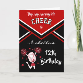 Cheerwriter Birthday - DIY Namn and Age - Mörk Red Kort