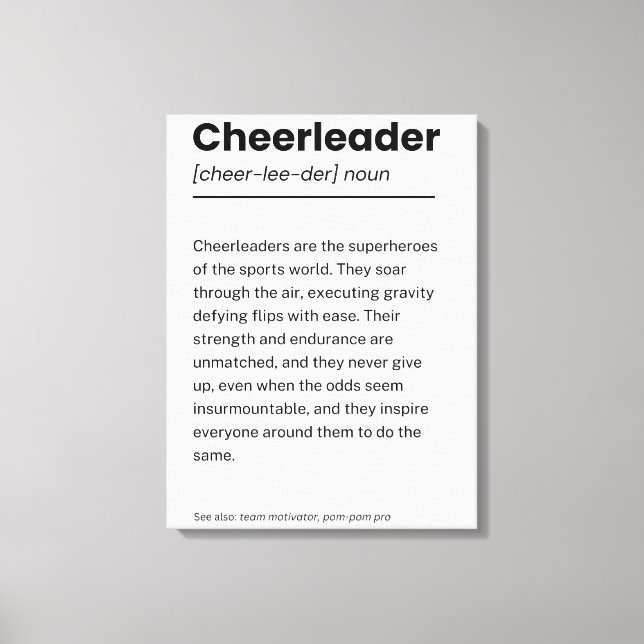 Cheerwriter Definition, Cheerlead Decor Gifts Canvastryck (Framsida)