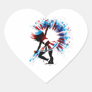 Cheerwriter Heart Sticker med patriotisk design Hjärtformat Klistermärke