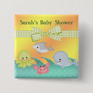 Cheery baby shower för babyhavsvarelser knapp