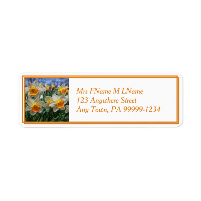 Cheery Daffodils Returadress Etikett (Framsidan)