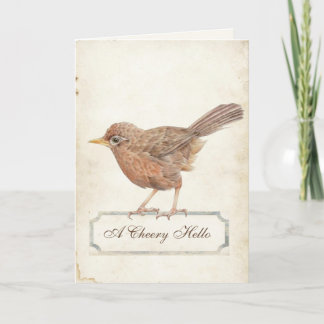Cheery Hej Vintage Robin Parchment Kort