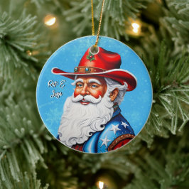 Cheery Jultomten i en Western Hat-jul Julgransprydnad Keramik