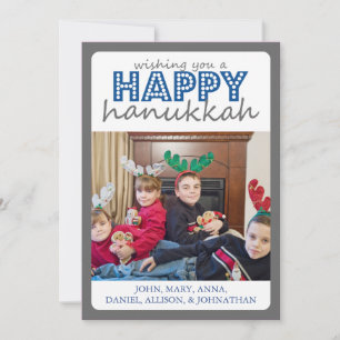 Cheery lyckligt Hanukkah kort (grått/blått)