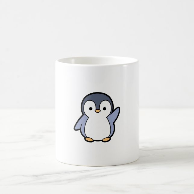 Cheery Penguin – Cute Kawaii Illustration Kaffemugg (Center)