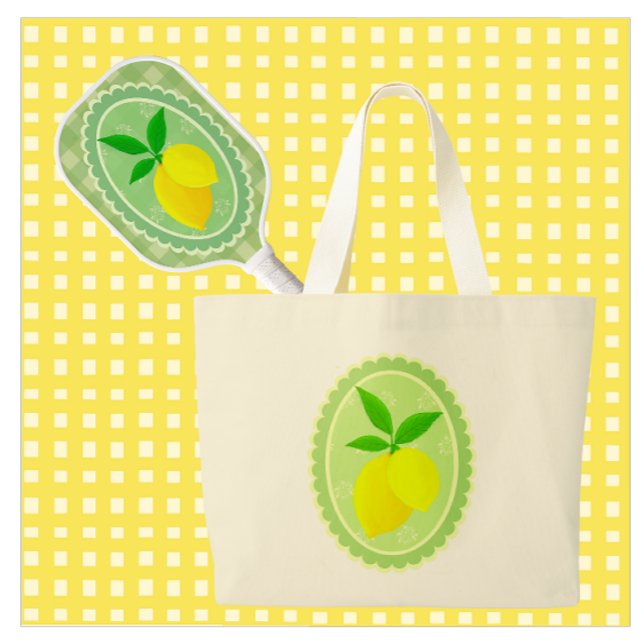 Cheery Retro Sunny Gult Lemon Jumbo Tygkasse (Tote your pickleball gear in style!)