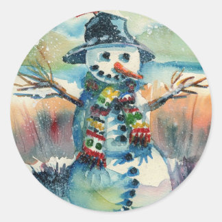 Cheery Snögubbe Sticker Runt Klistermärke