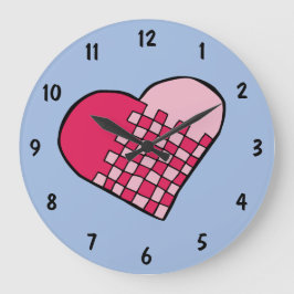 Cheery Tiled Woven Heart Doodle Stor Klocka