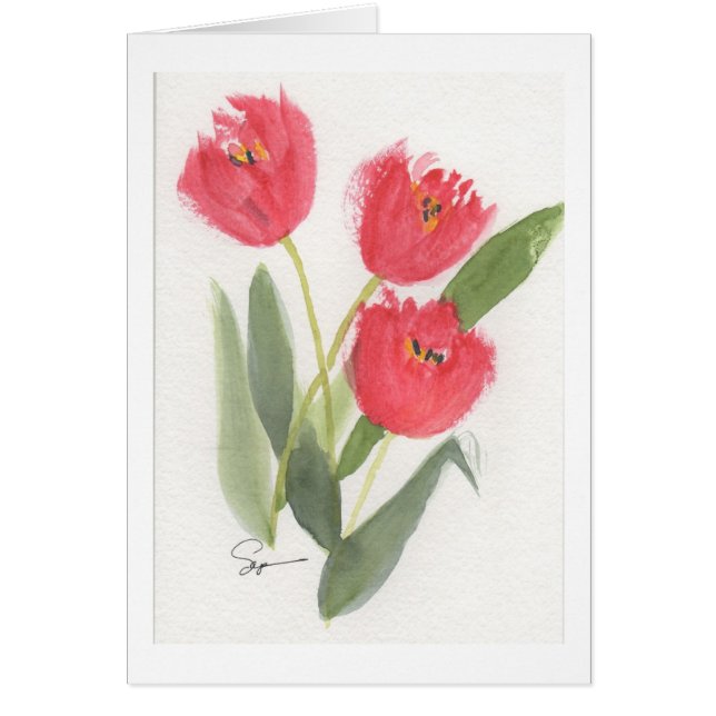 Cheery vårtulpan hälsningskort (Framsidan)