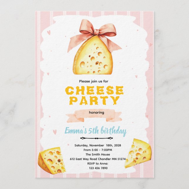 Cheese Birthday Party Invitation Inbjudningar (Framsida)