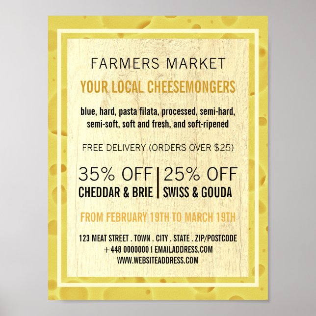 Cheese Board Design, Cheesemonger Advertising Poster (Framsidan)