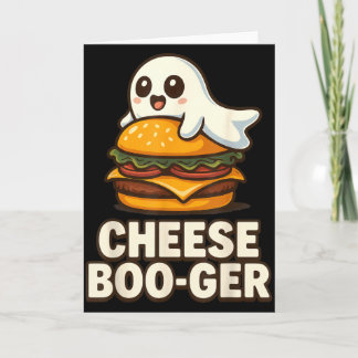 Cheese Boo-ger Cute Ghost Burger Funny Food Pun Ha Kort