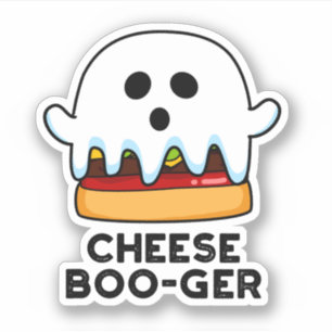 Cheese Boo-ger Funny Ghost Cheeseburger Pun Klistermärken