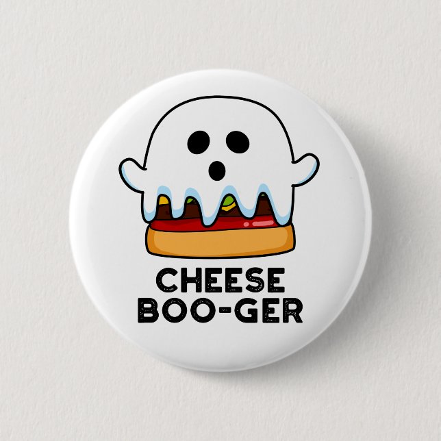 Cheese Boo-ger Funny Ghost Cheeseburger Pun Knapp (Framsida)
