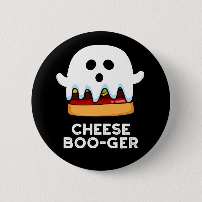 Cheese Boo-ger Funny Ghost Pun Mörk BG Knapp (Framsida)