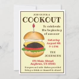 Cheese Burger Cheeseburger BBQ Barbecue Cookout Inbjudningar
