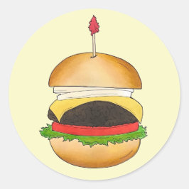 Cheese Burger Cheeseburger BBQ Barbecue Cookout Runt Klistermärke