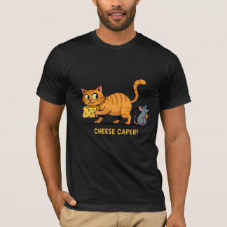 Cheese Caper – Funny Cat & Mouse Cartoon Design T Shirt