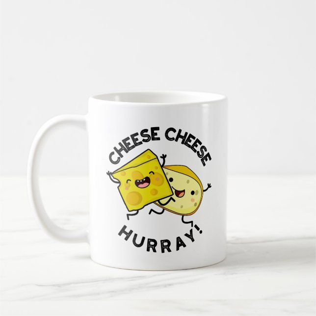 Cheese Cheese Hurray Funny Cheese Pun Kaffemugg (Vänster)
