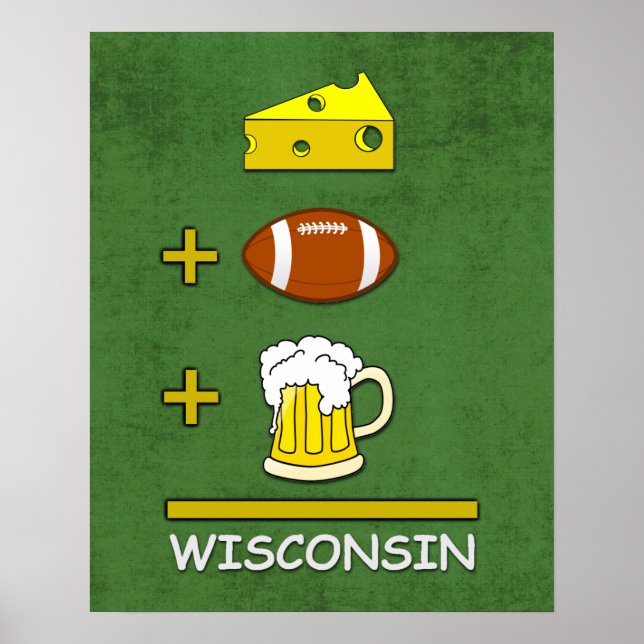 Cheese Football Beer Wisconsin Funny Math Poster (Framsidan)