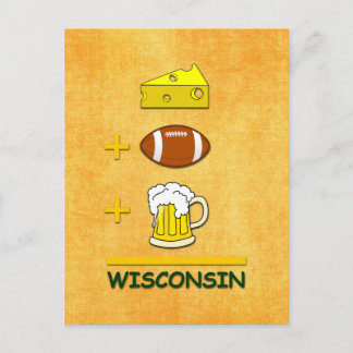 Cheese Football Beer Wisconsin Funny Math Vykort
