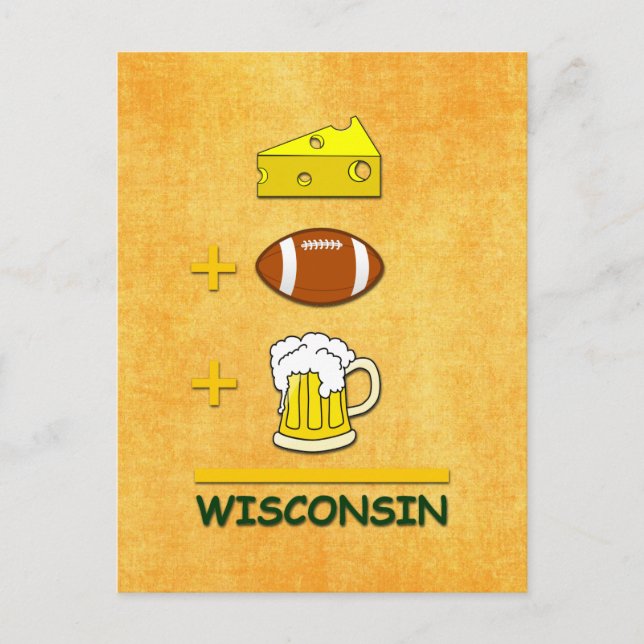 Cheese Football Beer Wisconsin Funny Math Vykort (Framsida)