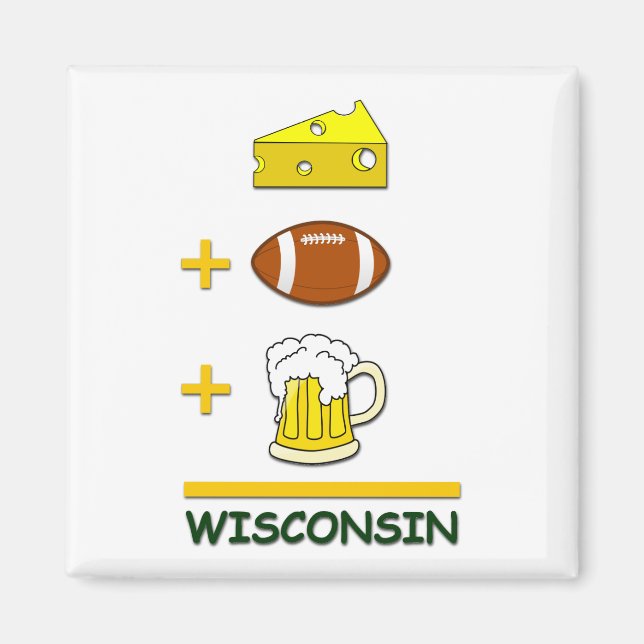 Cheese Football Beer Wisconsin Magnet (Framsidan)