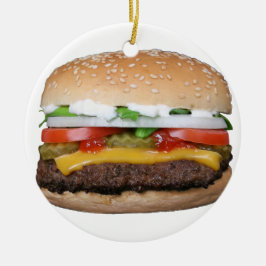 Cheese Hamburger Grilled Burger Sandwich Foodie Julgransprydnad Keramik