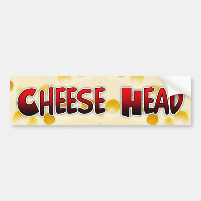 Cheese Head Wisconsin Humor Bumper Sticker Bildekal (Framsidan)