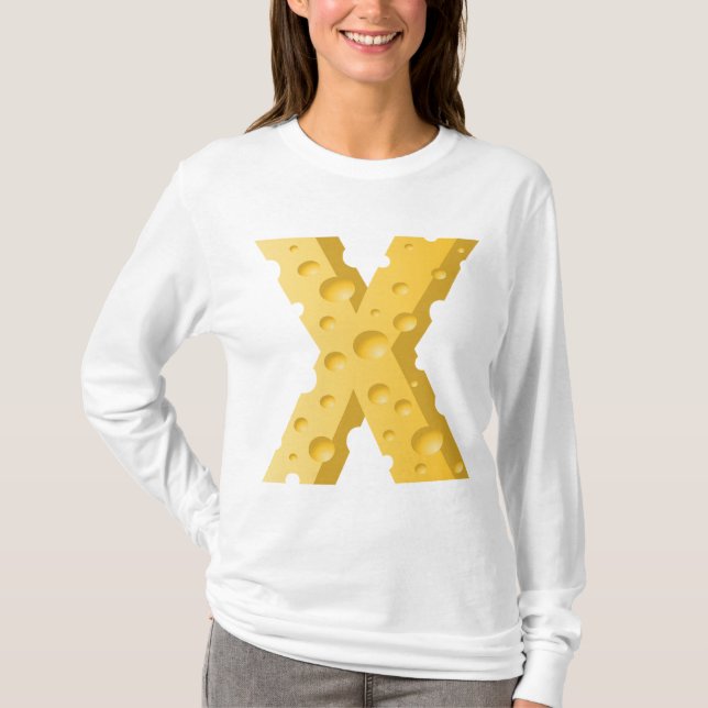 Cheese Letter X Typography T Shirt (Framsida)