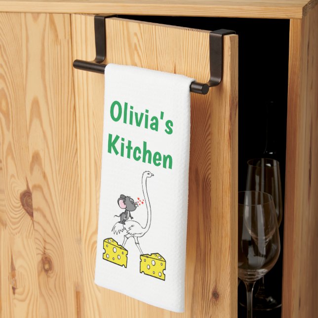 Cheese Ostrich Mouse Kitchen Hand Towel Kökshandduk (Thirds Fold)